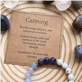 Inner Peace Crystal Beaded Bracelet — Aquamarine, Howlite & Sodalite for Calm & Anxiety Relief