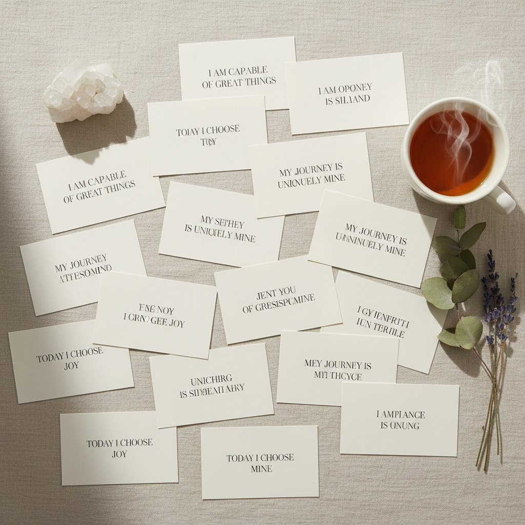 Affirmations Cards Flat Lay