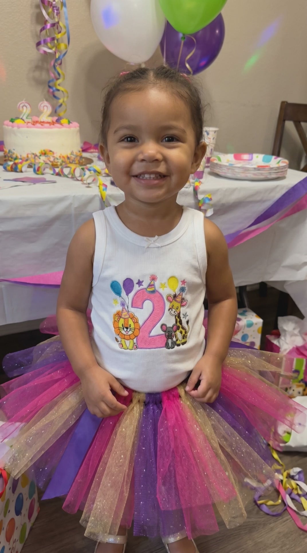 Birthday Animal Embroidered Tank & Tutu Set | Toddler Birthday Outfit